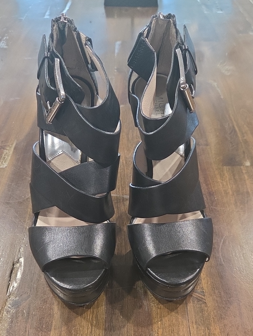 Michael Kors Black Wrap-Strap Platform Heels